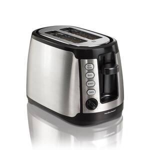 800 W 2-Slice Stainless Steel and Black Toaster