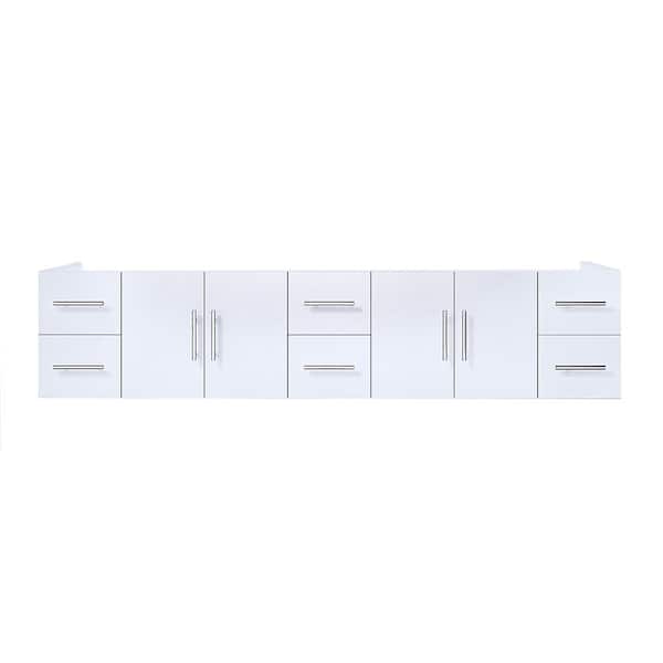 Geneva 84 in. W x 22 in. D Glossy White Double Bath Vanity without Top