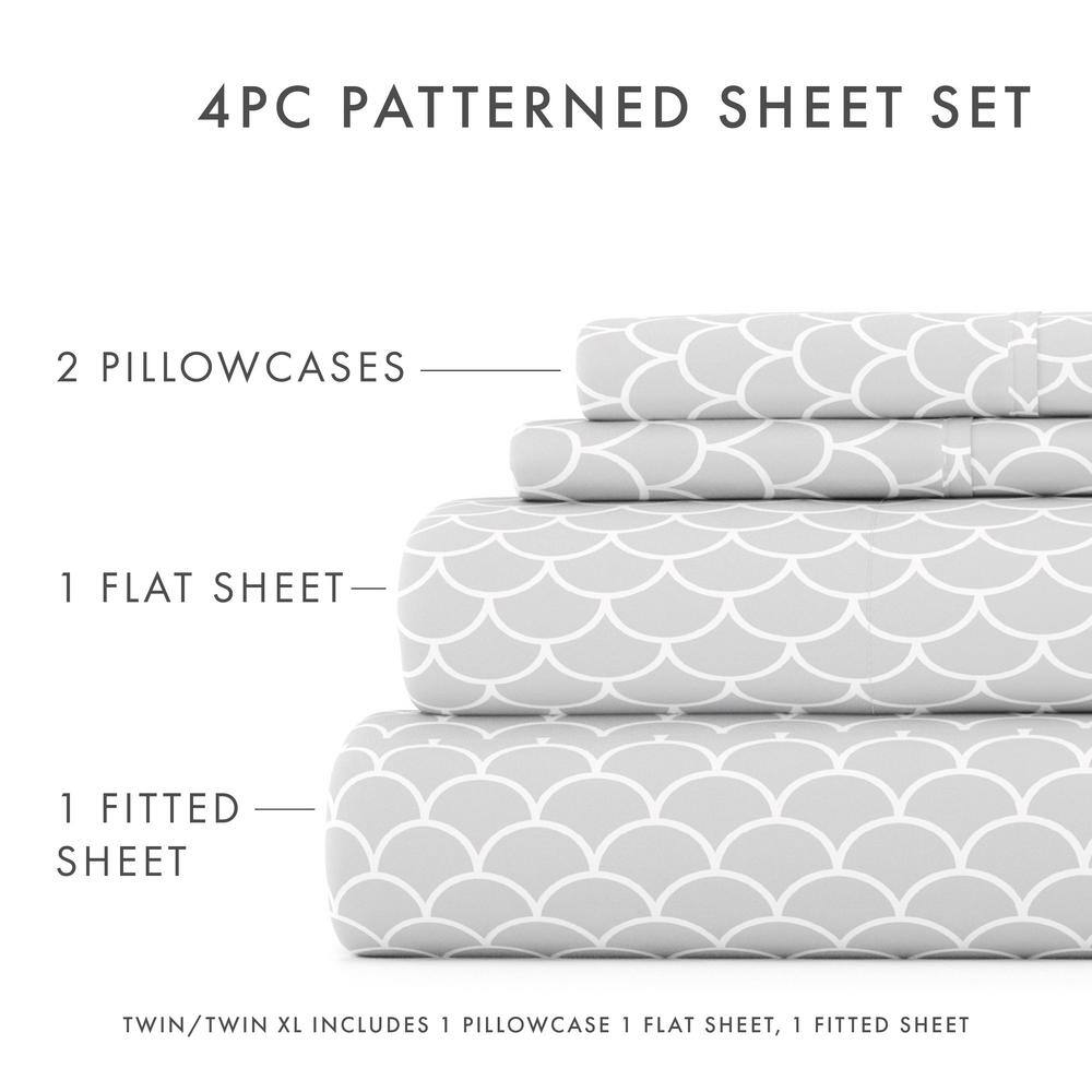 Light Gray Chevron Twin Cotton Polyester Deep Pocket Bedding Set