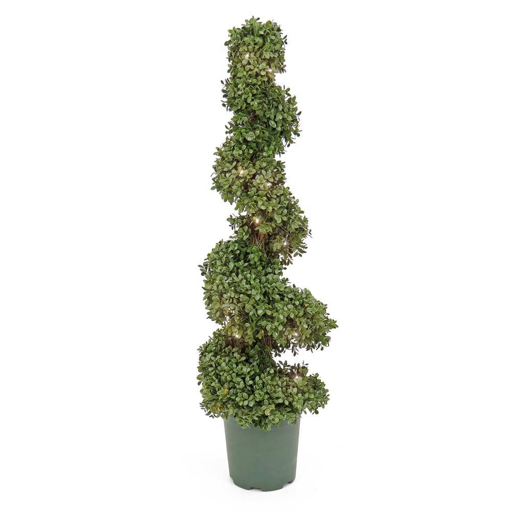 National Tree Company 44 in. Artificial Boxwood Spiral Topiary with ...