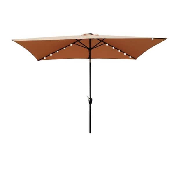 Unbranded 10 ft. Patio Market Umbrella in Tan Outdoor Garden Umbrellas with Crank and Push Button