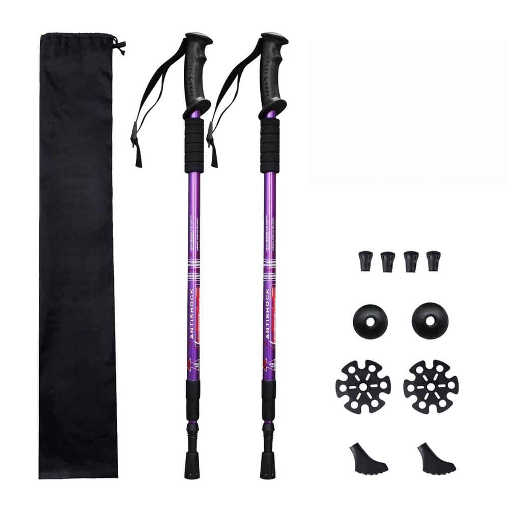 2 Pack Purple Adjustable Hiking Cane, Hiking Trekking Poles, Collapsible, Lightweight, Anti Shock, Walking Sticks price history on PriceWatchPro