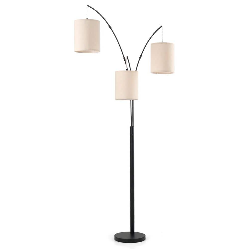 Merra 80 in. Matte Black 3-Light Standard Tree Floor Lamp for