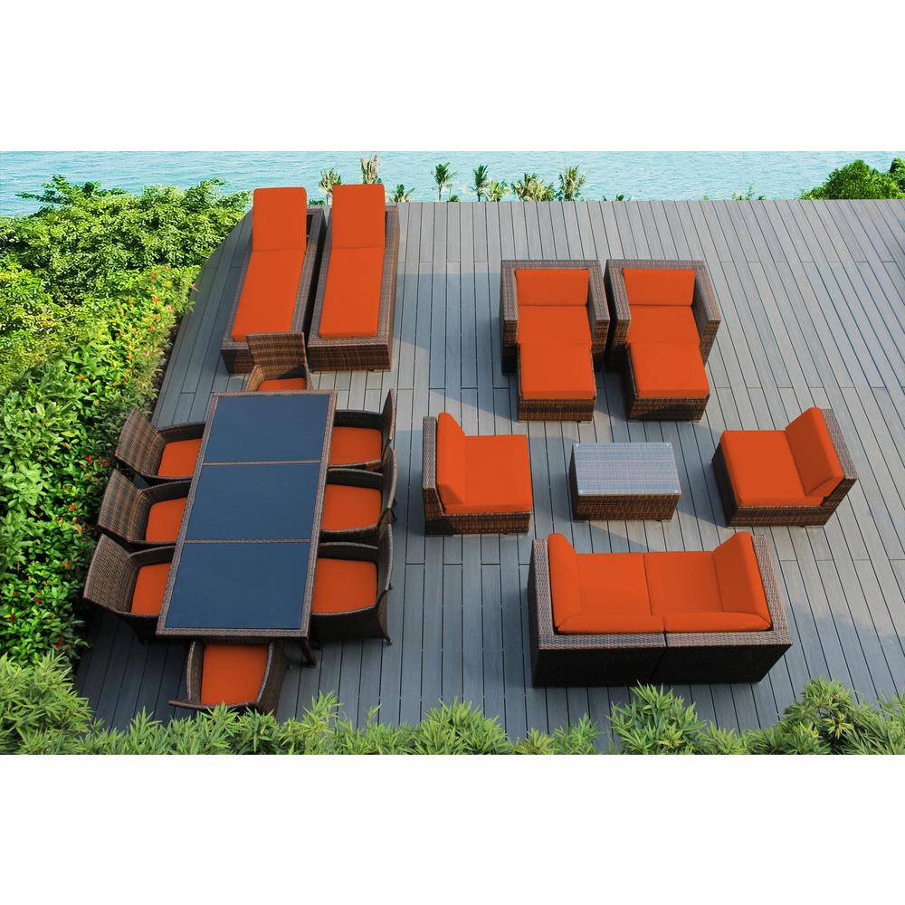 Mixed Brown 20-Piece Wicker Patio Combo Conversation Set with Sunbrella Tuscan Cushions price history on PriceWatchPro