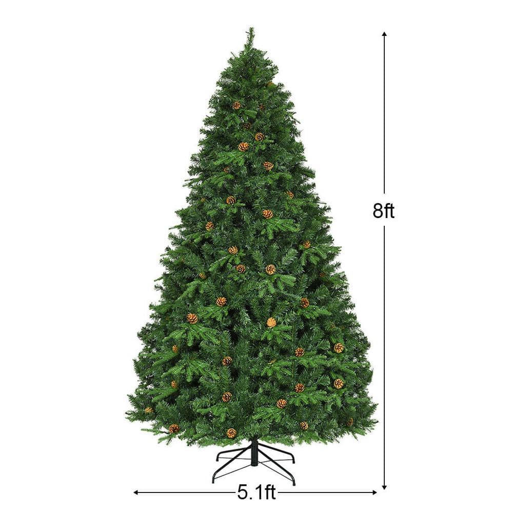 8ft Pre-lit Artificial Pine Christmas Tree with Warm White LED Lights