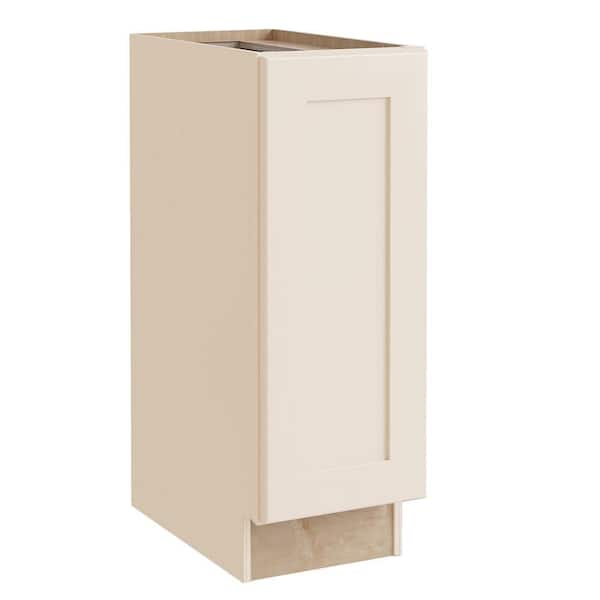 Newport 9 in. W x 24 in. D x 34.5 in. H Assembled Plywood Full Height Door Base Kitchen Cabinet in Blended Cream LH