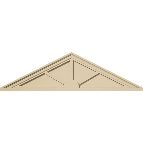 Ekena Millwork 44-in W x 12-in H x 2-in P (Pitch 6/12) Peaked Cap 3-SpokeSignature Urethane Pediment, Primed Tan