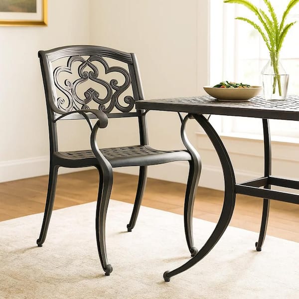 Serb Cast Aluminum Outdoor Dining Patio Chair in Copper (Set of 2)