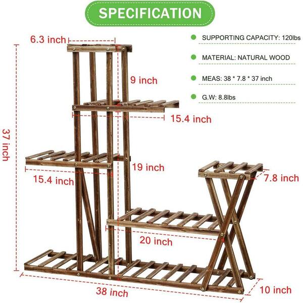 Indoor and Outdoor Plant Racks, Wooden Racks for Multiple Plants,  Multi-Tier Potted Garden Racks B09GM6B6CJ - The Home Depot