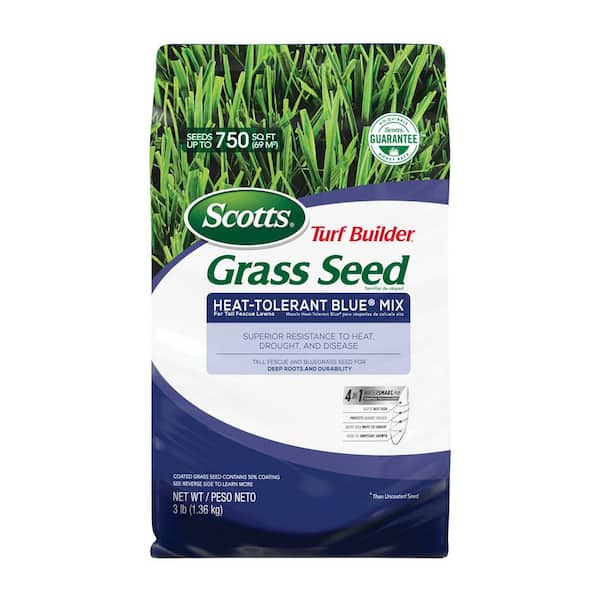 Scotts Turf Builder 3 lbs. Grass Seed Heat-Tolerant Blue Mix for Tall Fescue Lawns for Heat, Drought & Disease Resistance