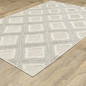 Tudor Gray Doormat 3 ft. x 5 ft. Textured Geometric Diamonds Polypropylene Mixed Pile Indoor Area Rug