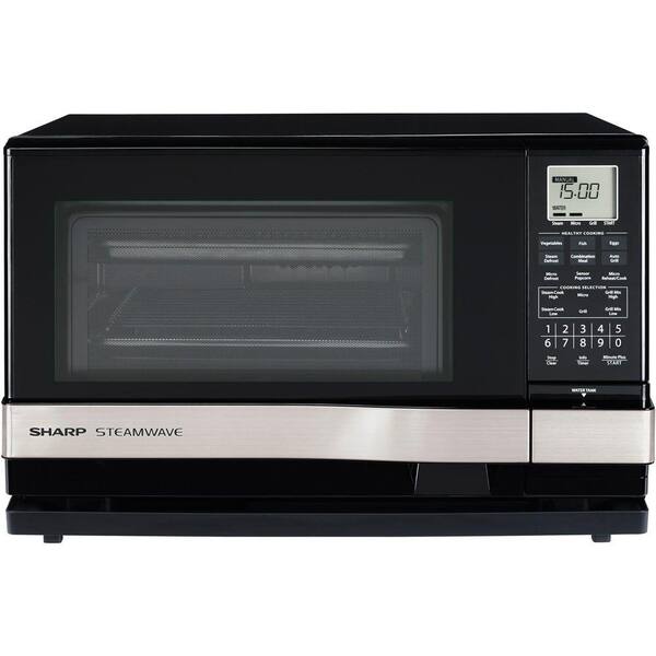 Sharp 1.0 cu. ft. 900 Watt Steamwave in Black with Silver Handle