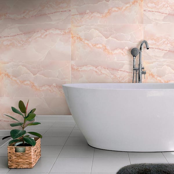 Splendor Pink 24 in. x 48 in. Lappato Porcelain Rectangular Wall and Floor Tile (15.5 sq. ft./case) (2-pack)