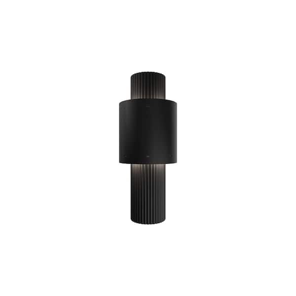 Piston 14 in. Black Indoor/Outdoor Hardwired Wall Sconce Integrated LED with Selectable 4CCT 2700K-3000K-3500K-4000K