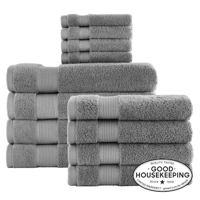 VERA WANG Sculpted Pleat Solid 3-Piece Gray Cotton Towel Set USHSAC1216045  - The Home Depot