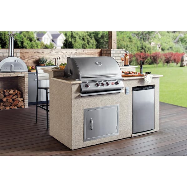 Cal Flame 2 Piece Bbq Island And Side Bar With 32 In Propane Gas Bbq Grill E6026 The Home Depot