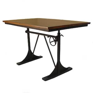 Riley Elm and Black Adjustable Dining Table