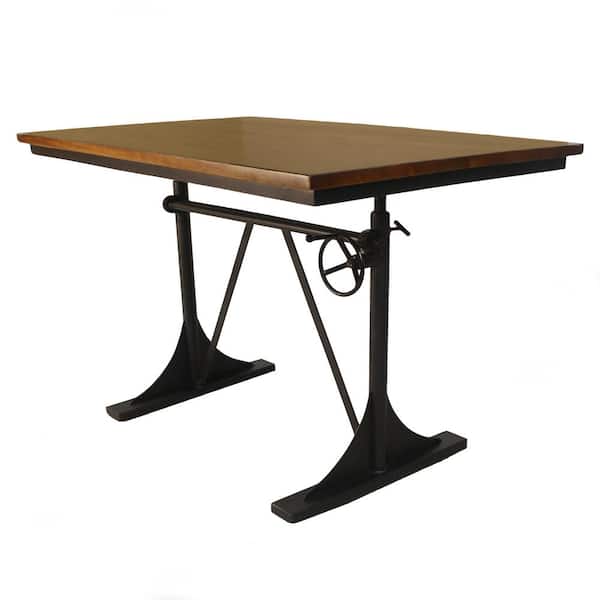Carolina Forge Riley Elm and Black Adjustable Dining Table