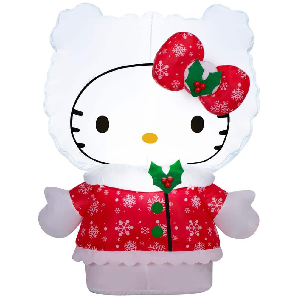 Hello Kitty 35.83 in. H x 20.87 in. L x 28.74 in. W Christmas Inflatable Airblown- in Red Snowflake Dress-SM-Sanrio