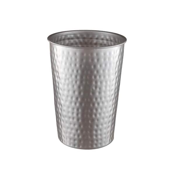 1.8 Gallon Cylindrical Metal Trash Can,Pewter