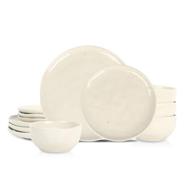 Mirella 12-Piece Beige Stoneware Dinnerware Set (Service for 4)