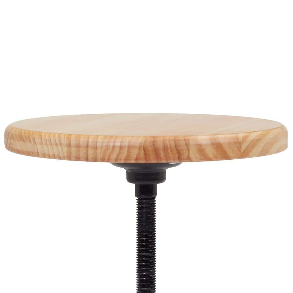 Adjustable Swivel Oak and Gray Metal Stool, 15"-25" Height