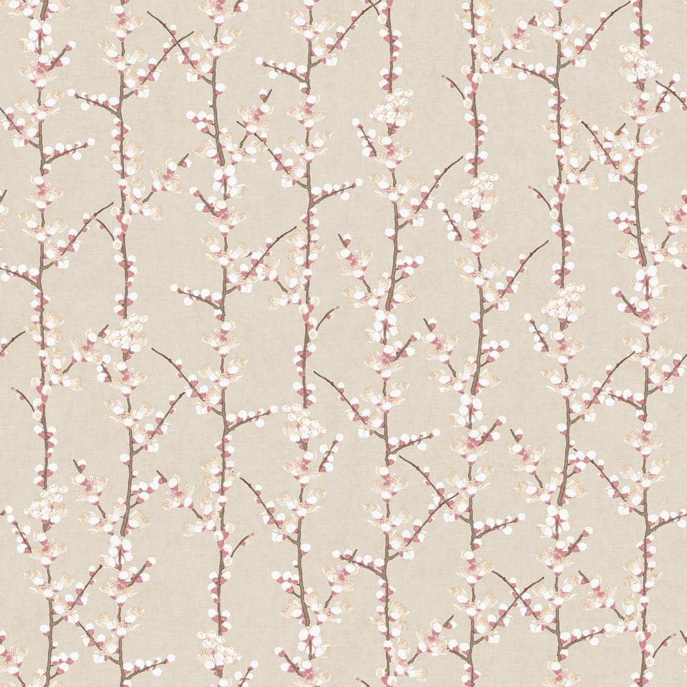 Spring Blossom Collection Sakura Row Floral Tree Stem Brown Matte Finish No