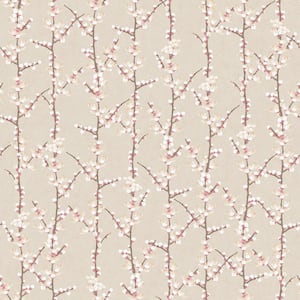 Spring Blossom Collection Sakura Row Floral Tree Stem Brown Matte Finish Non-pasted Non-woven Paper Wallpaper Roll