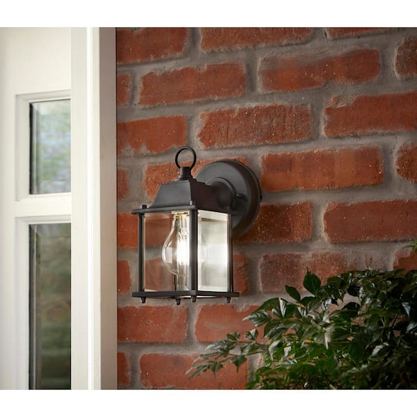 8.19 in. Black Decorative Hardwired Outdoor Wall Light Lantern Coach Sconce with Clear Glass Shade and No Bulb Included