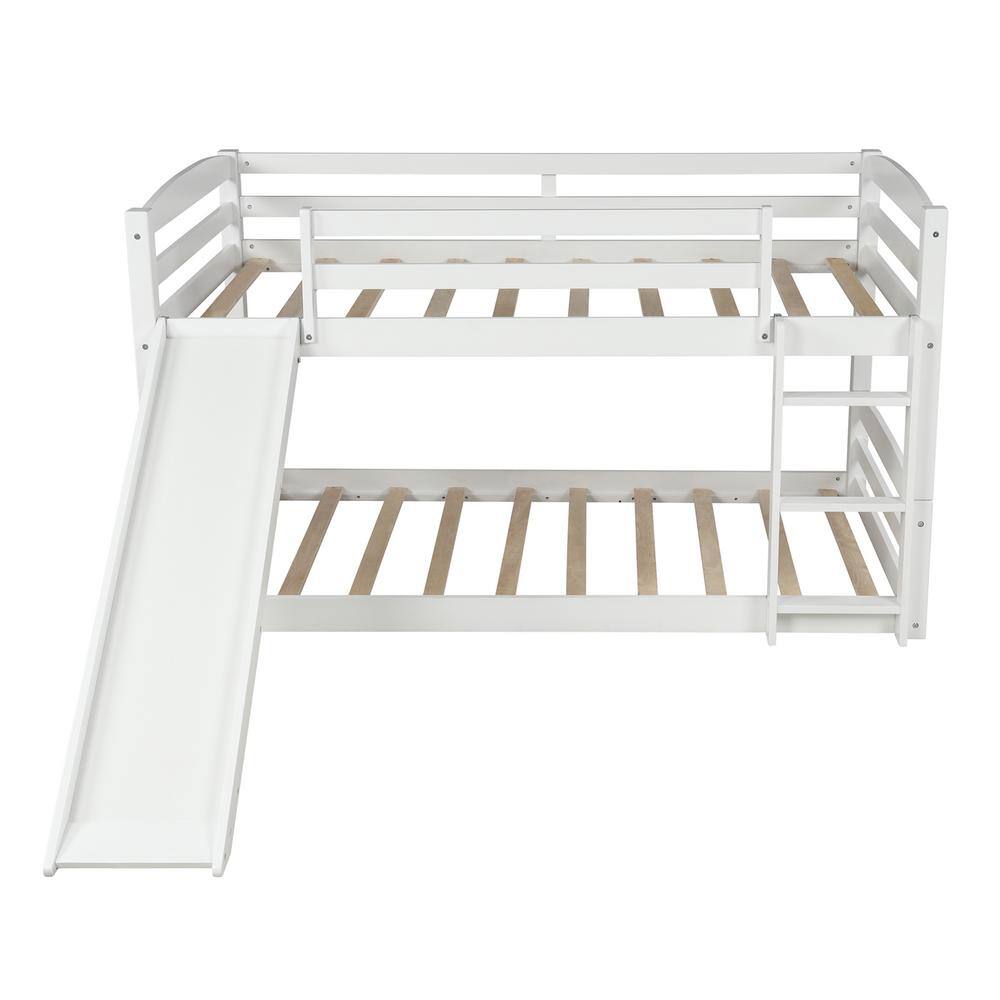 Utopia 4niture Sofie White Twin Over Twin Bunk Bed with Slide, Ladder ...