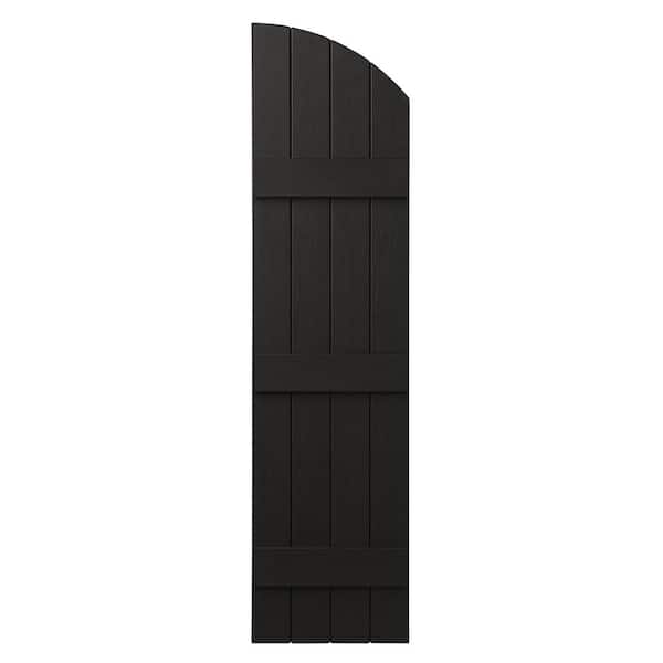 Ply Gem 15 in. x 57 in. Polypropylene Plastic Arch Top Closed Board and Batten Shutters Pair in Peppercorn