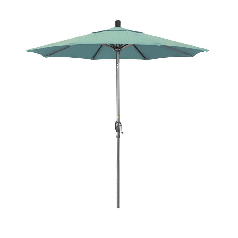 7.5 ft. Grey Aluminum Market Push Button Tilt Crank Lift Patio Umbrella in Spa Sunbrella price history on PriceWatchPro