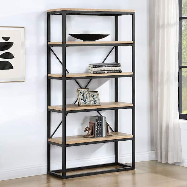 Steve Silver Magnolia 76 in. Black Wood 5-Shelf Bookcase