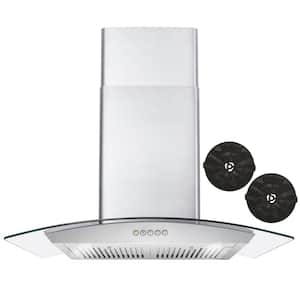 30 in. 380 CFM Convertible Wall Mount Range Hood with Push Button Controls LED Lighting in Stainless Steel