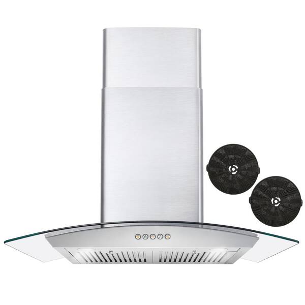 Cosmo 30 in. Ductless Wall Mount Range Hood in Stainless Steel with LED Lighting and Carbon