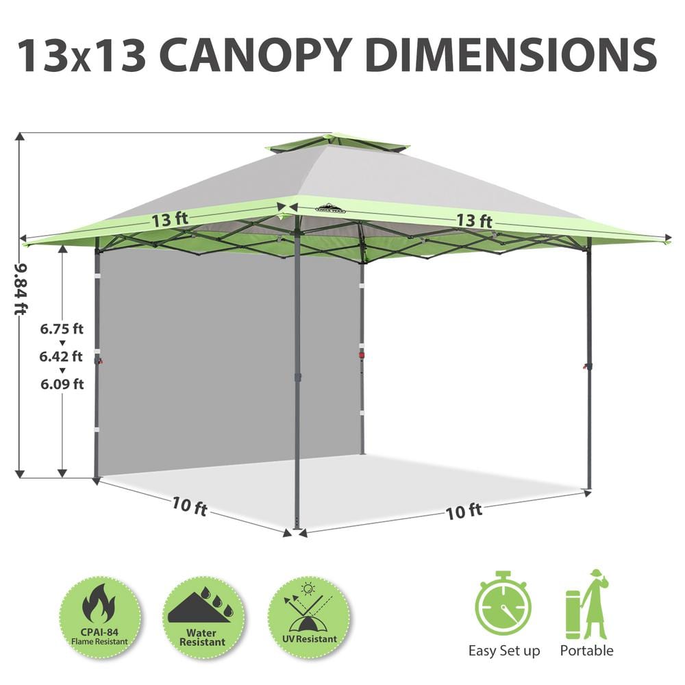Eagle Peak 13x13 Gray Pop-Up Canopy Tent with Sidewall