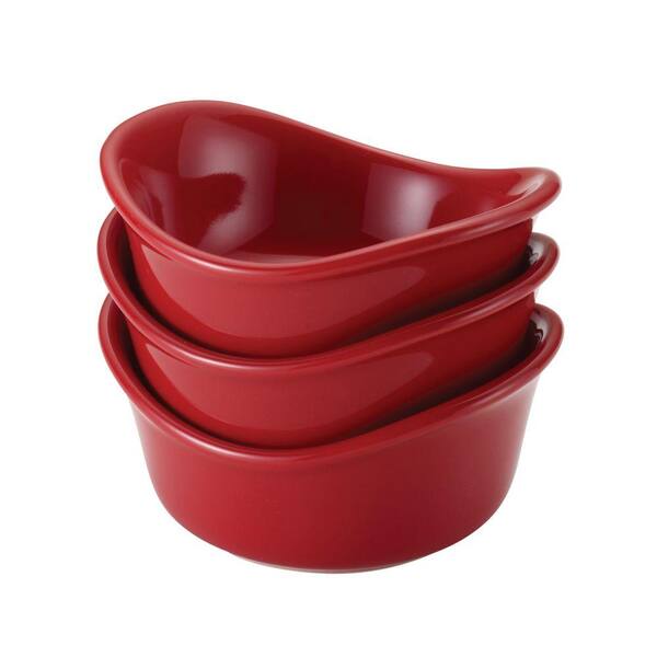 Rachael Ray Stoneware 3-Piece Lil' Saucy Round Dipping Cup Set in Red