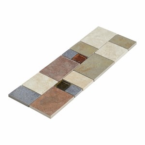 Continental Slate 4 in. x 12 in. x 6 mm Porcelain Decorative Accent Mosaic Floor and Wall Tile (0.3333 sq. ft. / piece)