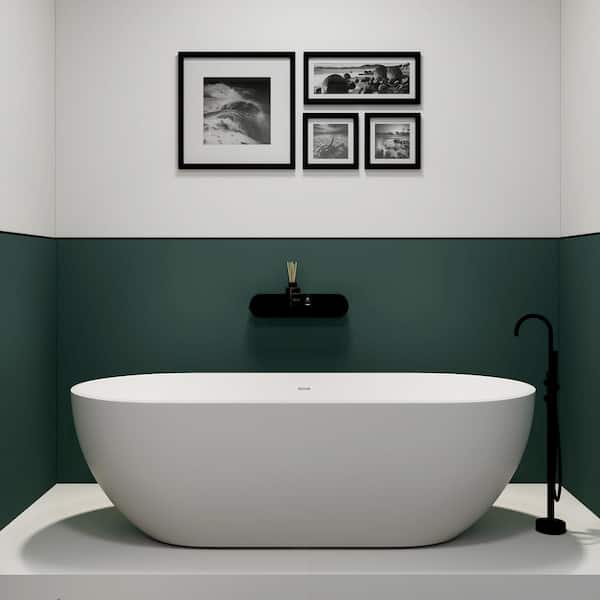 SJ STAR&JANE Kylie 69 in. x 29 in. Stone Resin Freestanding Soaking Bathtub in White
