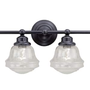 Huntley 32 in. W 4-Light Oil Rubbed Bronze Vanity Light Fixture Farmhouse Schoolhouse Bathroom