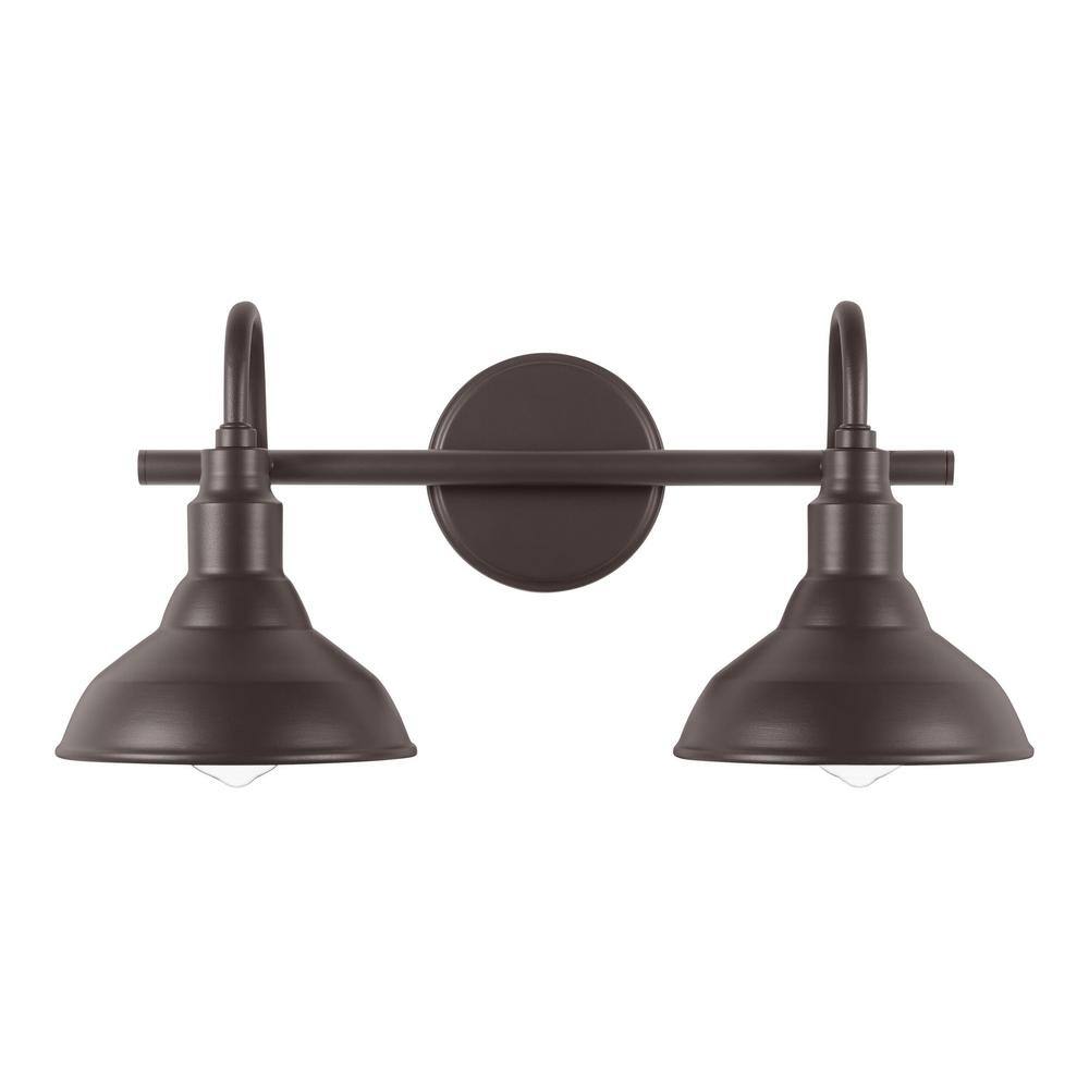 Hampton Bay Kelford 18 in. 2Light Brown Vanity Bath Light HDP99180BRN