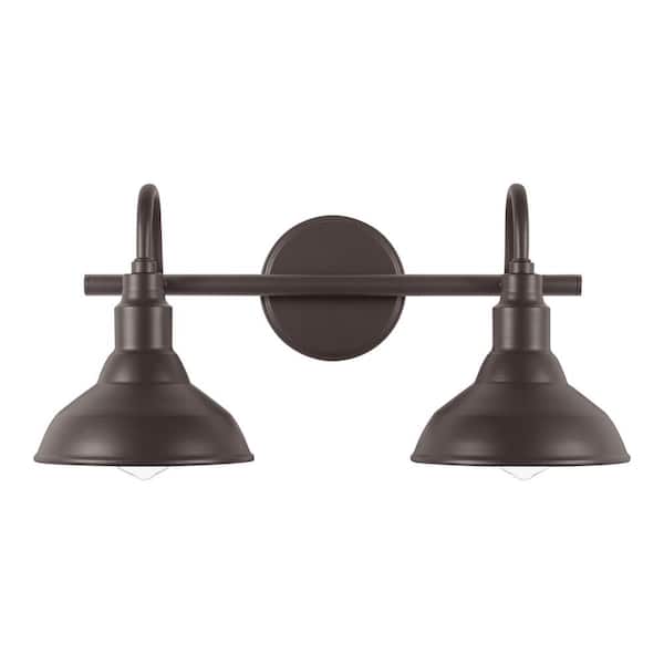 Hampton Bay Kelford 18 in. 2-Light Brown Vanity Bath Light