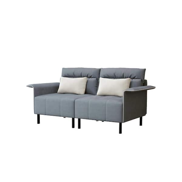 Unbranded 72 in. Light Gray Suede 2-Seat Loveseat