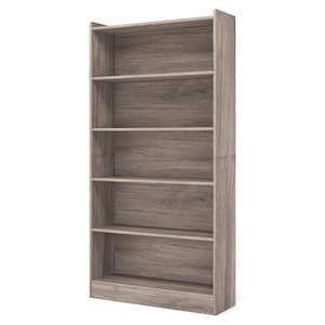 Eulas 72 in. Tall Grey Wood 5-Shelf Standard Bookcase, 6-Tiers of Display Shelves for Living Room