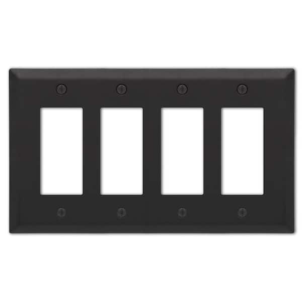 Metallic 4 Gang Rocker Steel Wall Plate - Matte Black
