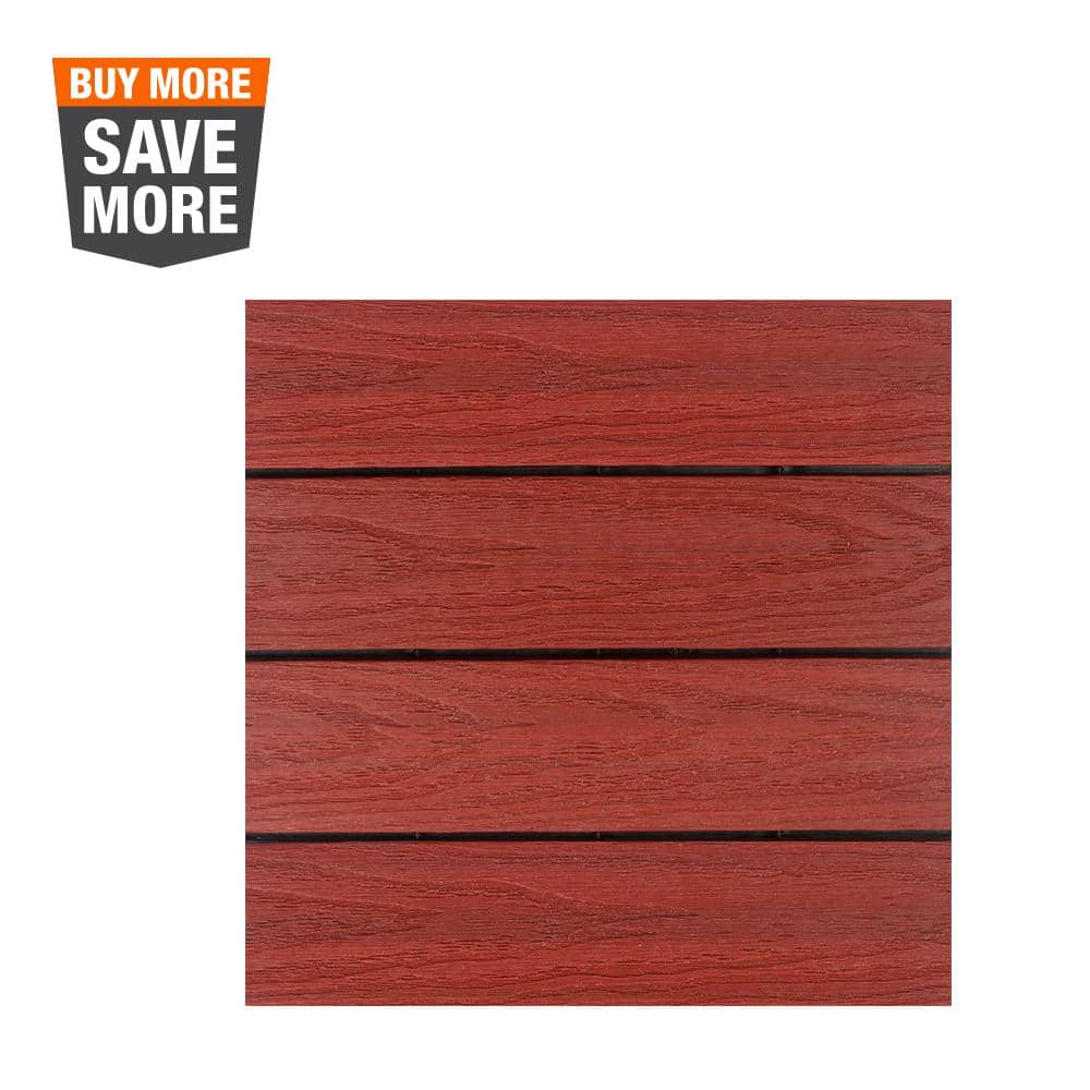 NewTechWood UltraShield Naturale 1 ft. x 1 ft. Quick Deck Outdoor Composite  Deck Tile in Swedish Red (10 sq. ft. Per Box) US-QD-ZX-SR - The Home Depot