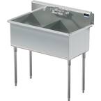 39 in. Freestanding Stainless Steel 2 Compartments Commercial Sink with Faucet