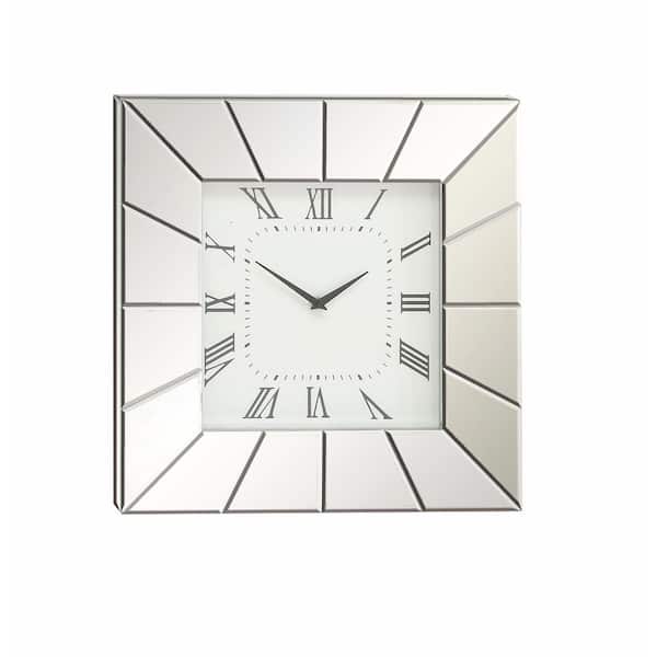 Litton Lane Silver Glass Mirrored Starburst Wall Clock