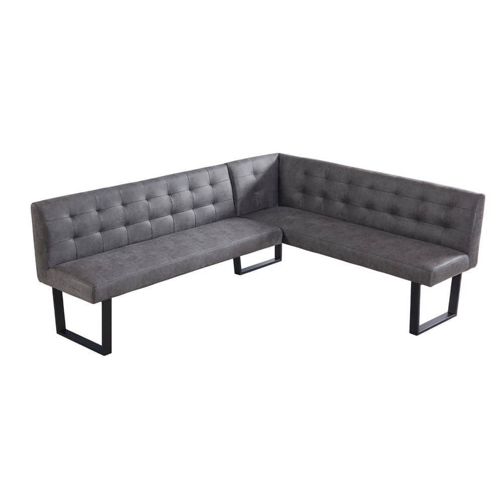 GOJANE Modern Gray Color Dining Bench Back with Metal Legs 70.8 in. (1 ...