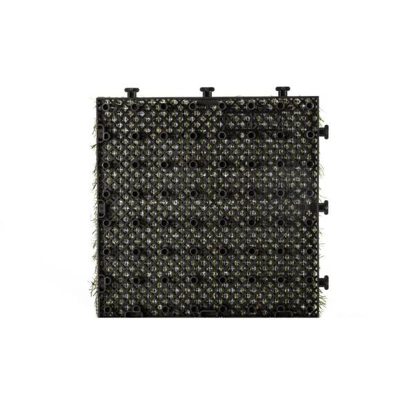 Courtyard Casual 1 ft. x 1 ft. Vinyl Grass Deck Tile in Green (9-Piece)
